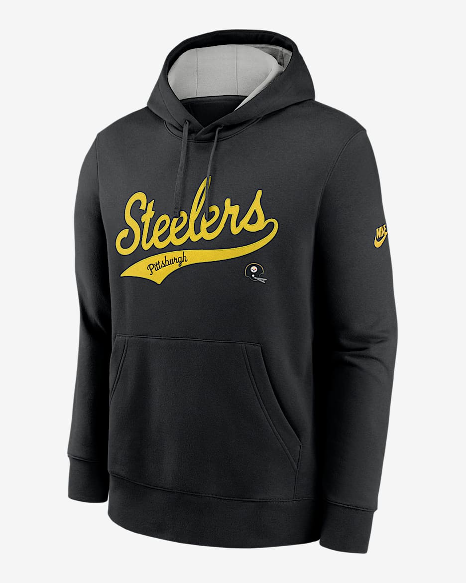 Sudadera con gorro sin cierre Nike de la NFL para hombre Pittsburgh Steelers Rewind Club Logo - Negro