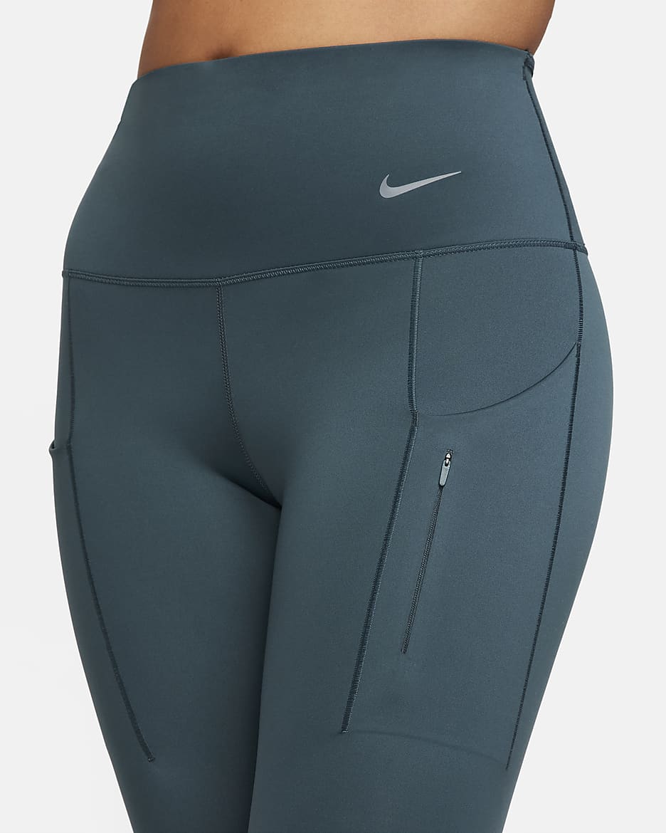 Nike Go Women's Firm-Support High-Waisted 7/8 Leggings with Pockets - Deep Jungle/Black