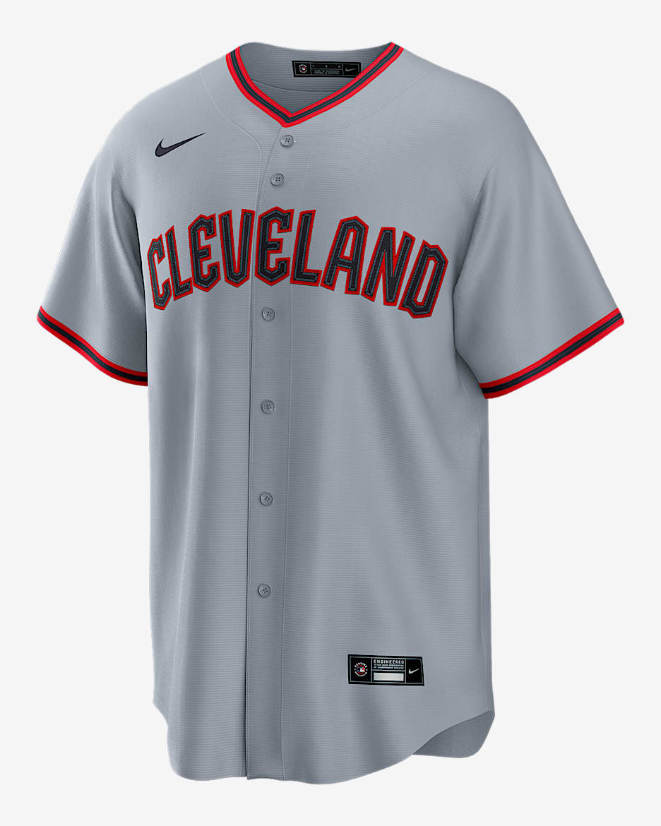 Jersey Nike de la MLB Replica para hombre Shane Bieber Cleveland Guardians - Gris