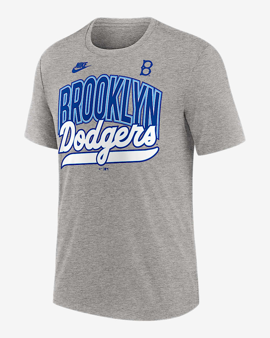 Playera Nike de la MLB para hombre Brooklyn Dodgers Cooperstown Retro - Gris jaspeado