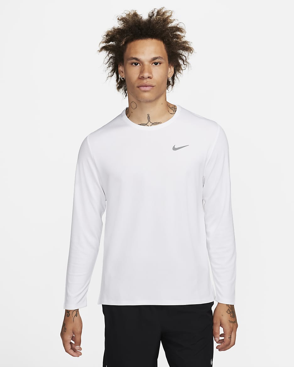 Nike Miler Men's Dri-FIT UV Long-Sleeve Running Top - White