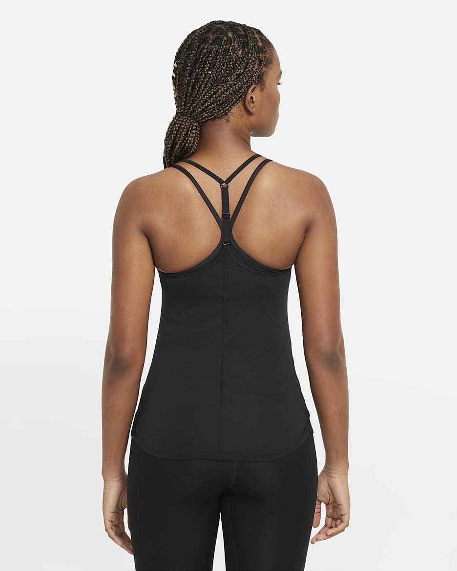 Nike Dri-FIT One Elastika singlet med standard passform til dame - Svart/Hvit