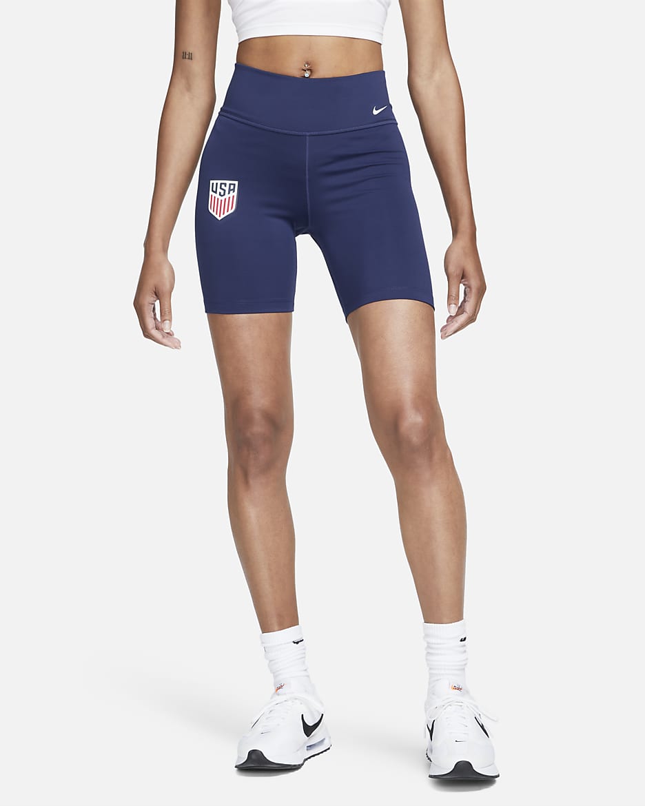 U.S. Women's Nike One Mid-Rise 7" Biker Shorts - Loyal Blue/White