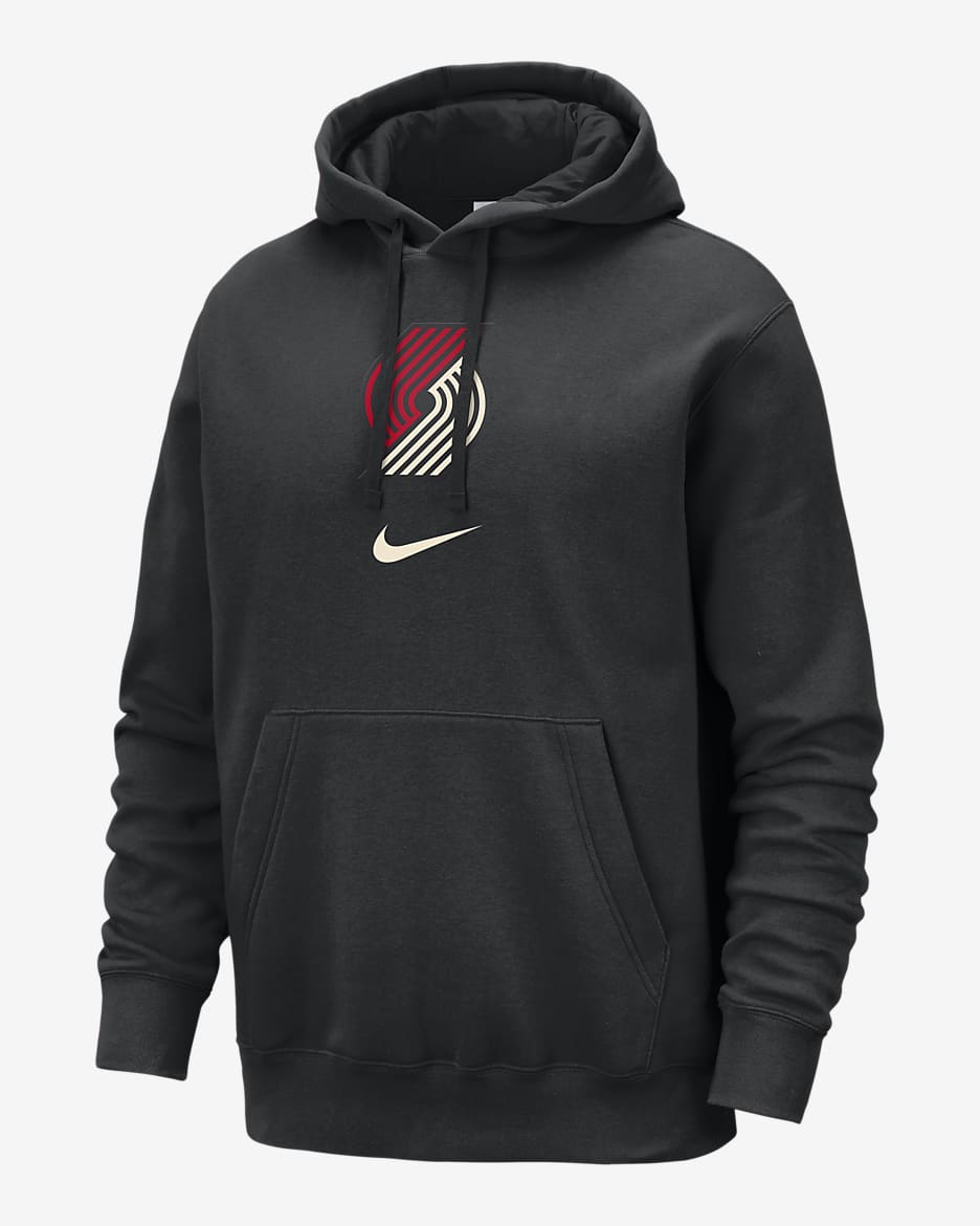 Sudadera con gorro sin cierre de la NBA para hombre Nike Portland Trail Blazers Club Fleece City Edition - Negro