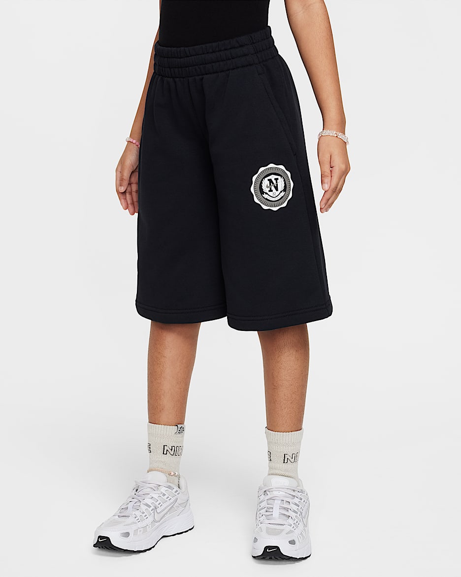 Shorts in French Terry Nike Sportswear – Bambina/Ragazza - Nero/Bianco