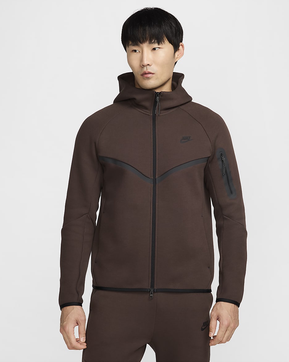 Nike Tech Men's Full-Zip Windrunner Hoodie - Baroque Brown/Black