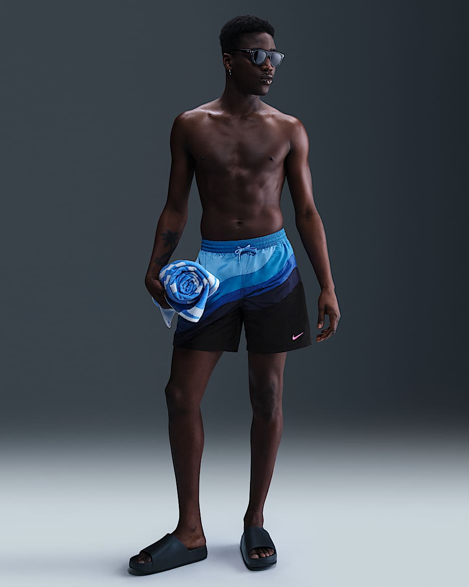 Shorts de vóleibol de 18 cm con forro completo para hombre Nike Swim - Royal juego/Azul foto claro/Azul universitario/Rosa paleta