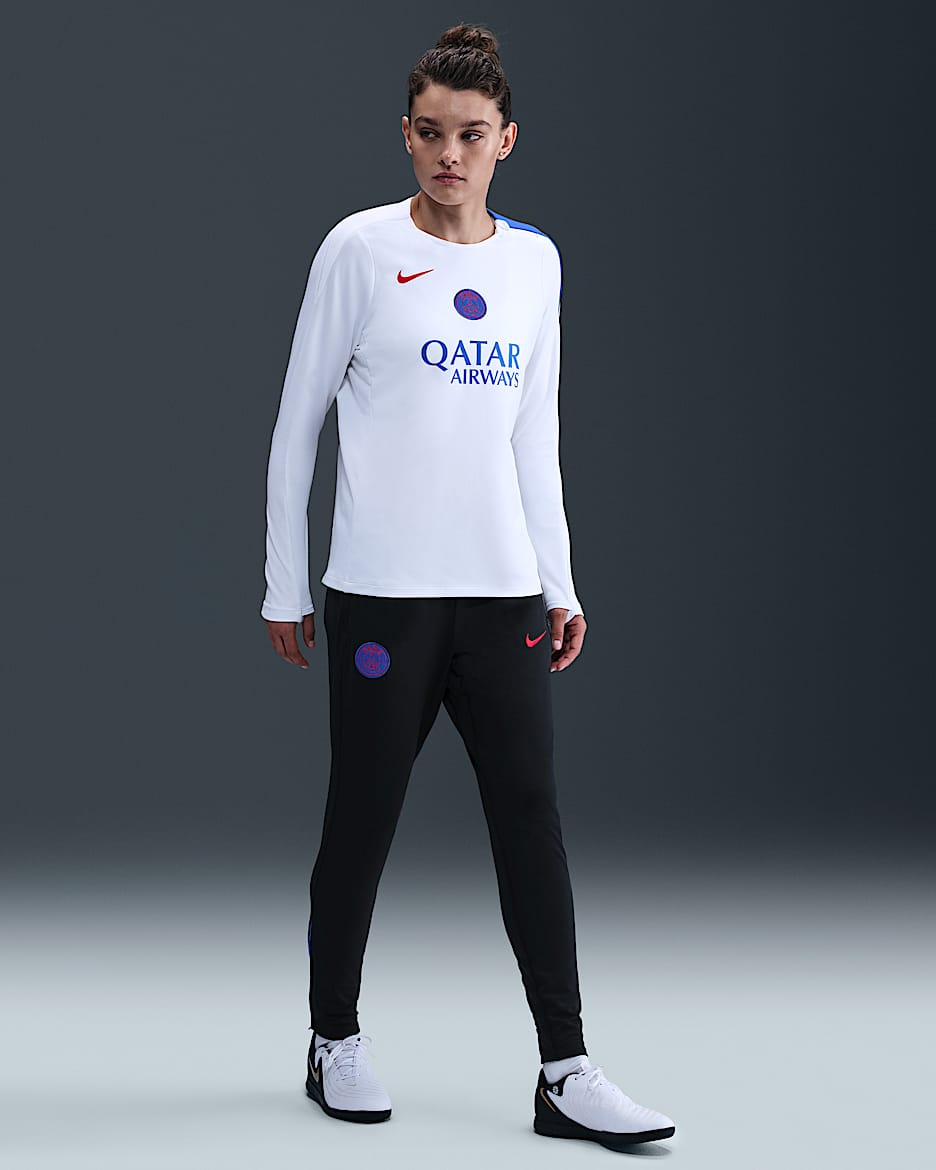 Stickade fotbollsbyxor Paris Saint-Germain Strike (tredjeställ) Nike Dri-FIT Total 90 för kvinnor - Svart/Hyper Royal/Global Red