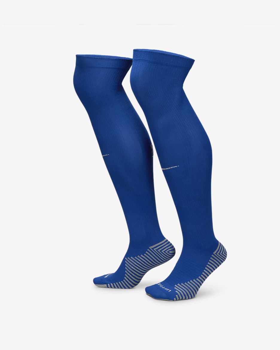 Chelsea F.C. Strike Away Nike Dri-FIT Knee-High Football Socks - Rush Blue/Guava Ice