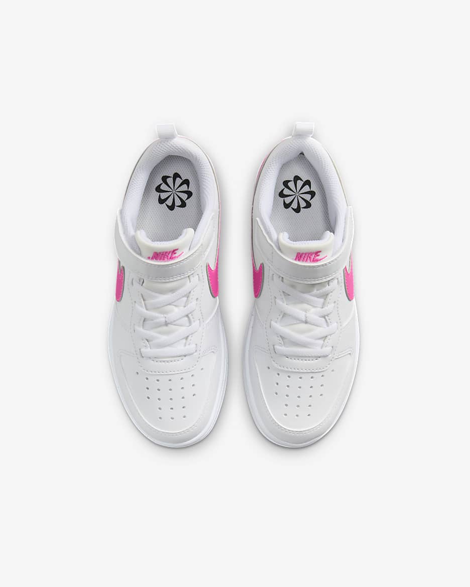 Nike Court Borough Low Recraft Younger Kids' Shoes - White/Laser Fuchsia