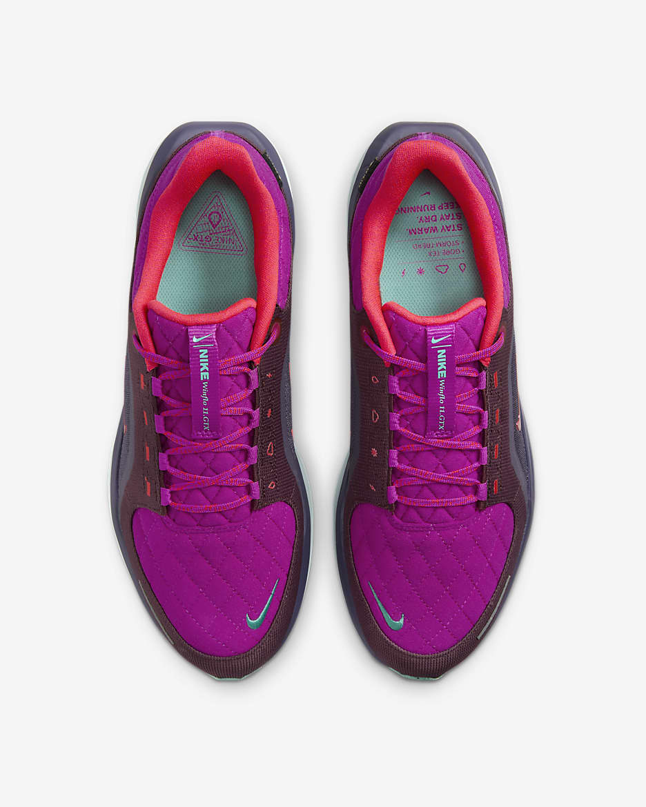 Nike Winflo 11 GORE-TEX SE Men's Waterproof Road Running Shoes - Vivid Grape/Dark Raisin/Green Frost/Bright Crimson