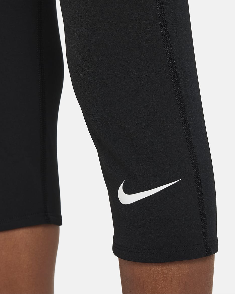 Legging 3/4 Nike Pro Dri-FIT pour ado (garçon) - Noir/Noir/Blanc