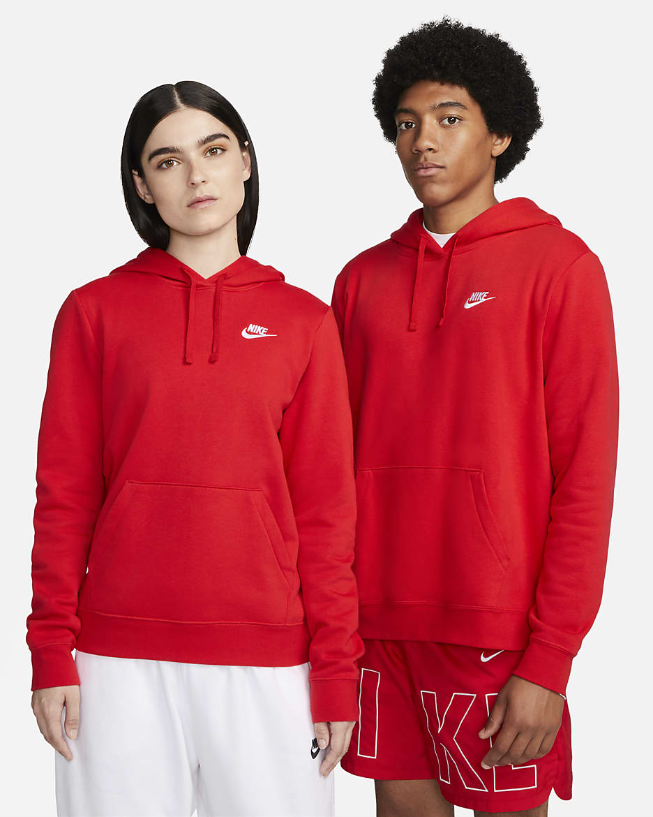 Sudadera con gorro sin cierre para mujer Nike Sportswear Club Fleece - Rojo universitario/Blanco