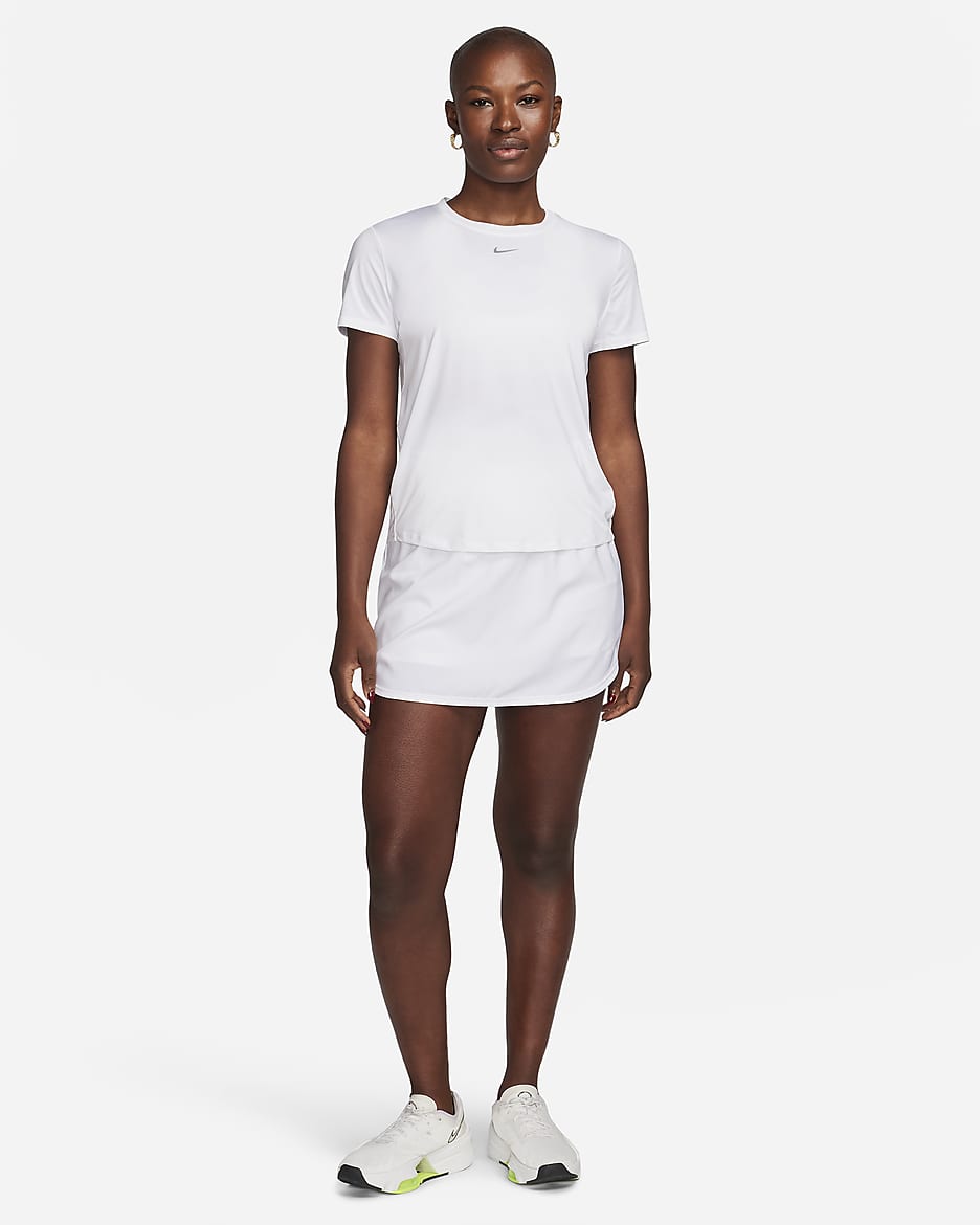 Haut à manches courtes Dri-FIT Nike One Classic pour femme - Blanc/Noir