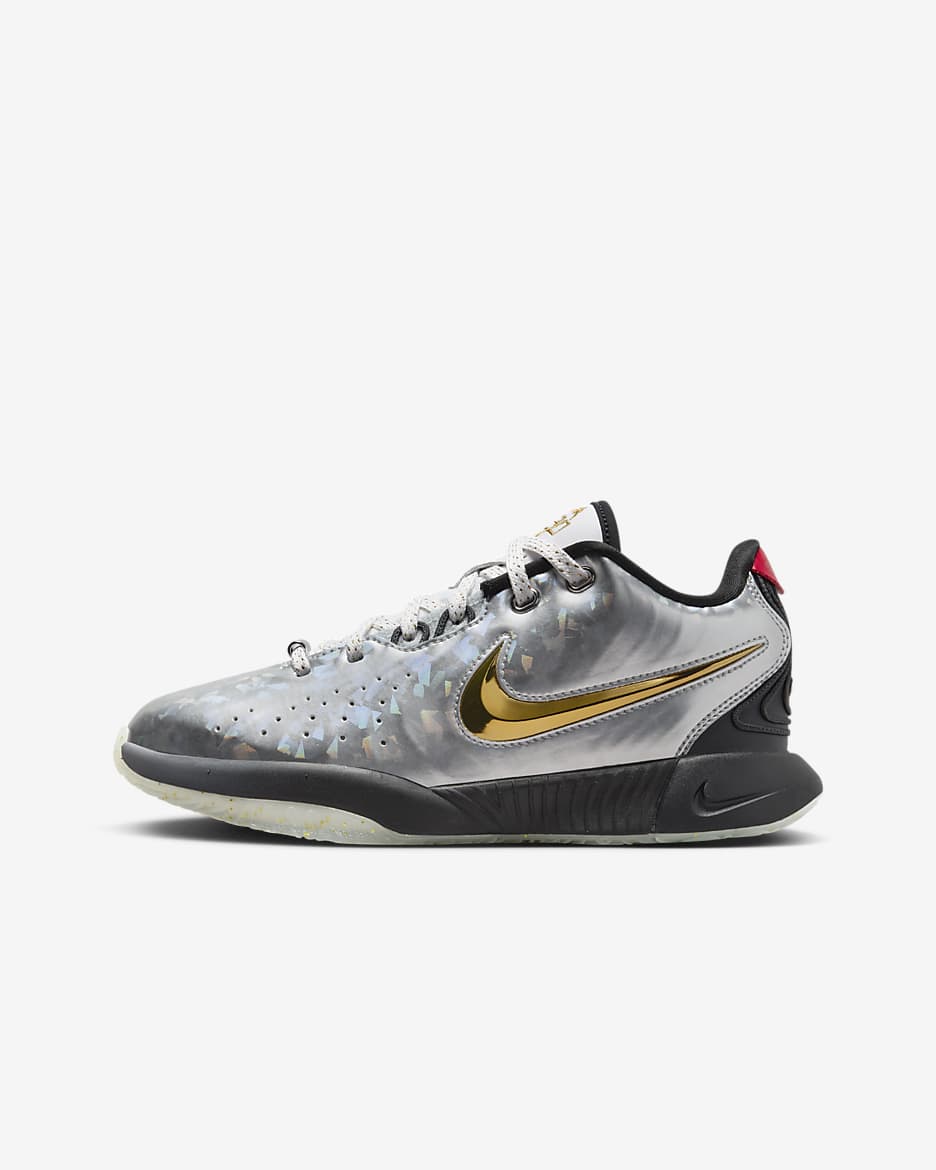 LeBron XXI SE Big Kids' Basketball Shoes - Metallic Silver/Black/University Red/Metallic Gold