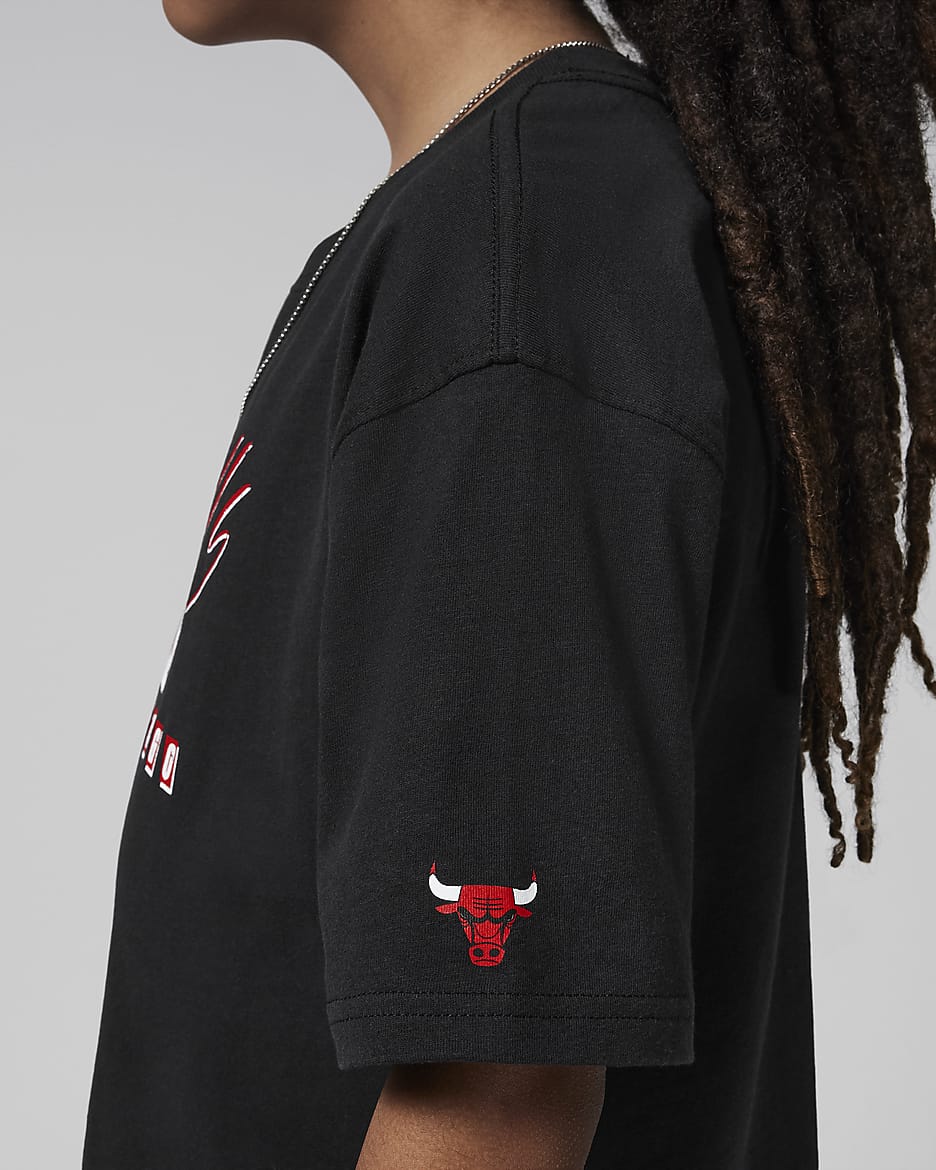 Chicago Bulls Courtside Statement Edition Nike NBA Max90-T-shirt til større børn (drenge) - sort