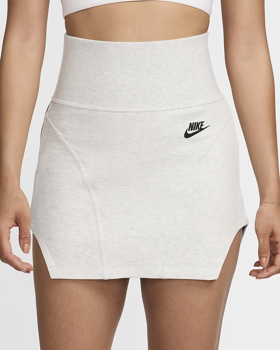 Nike Sportswear Tech Fleece Women's High-Waisted Mini Skirt - Light Grey/Heather/Black