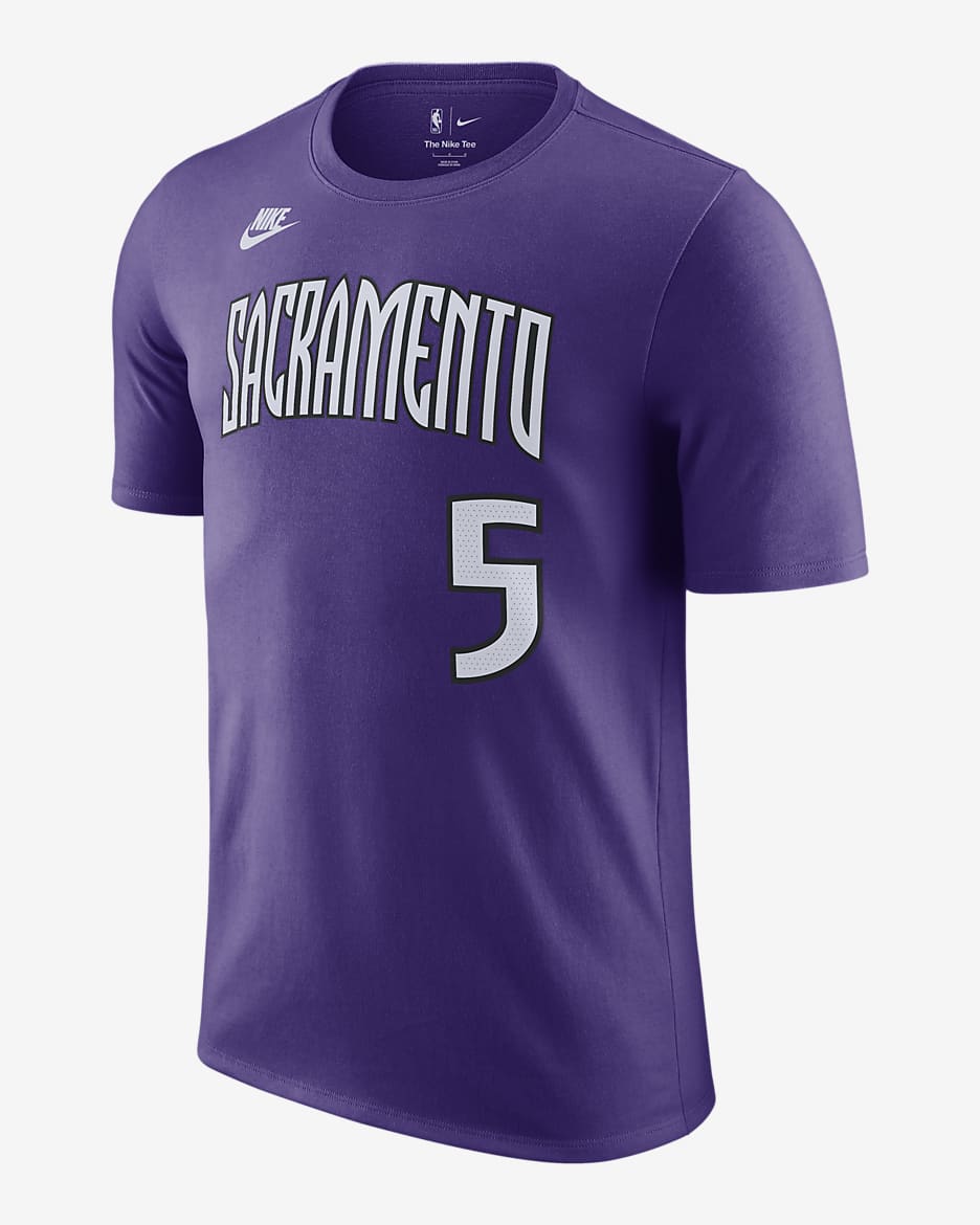 Playera Nike de la NBA para hombre De'Aaron Fox Sacramento Kings Essential Hardwood Classics - Morado campo