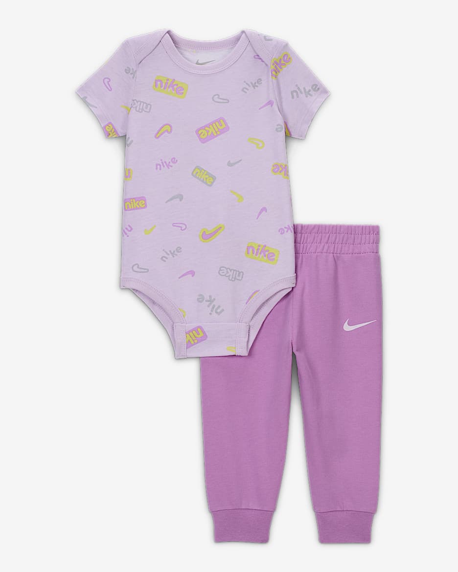 Conjunto de body de manga corta y pants para bebé Nike E1D1 - Fucsia enérgico