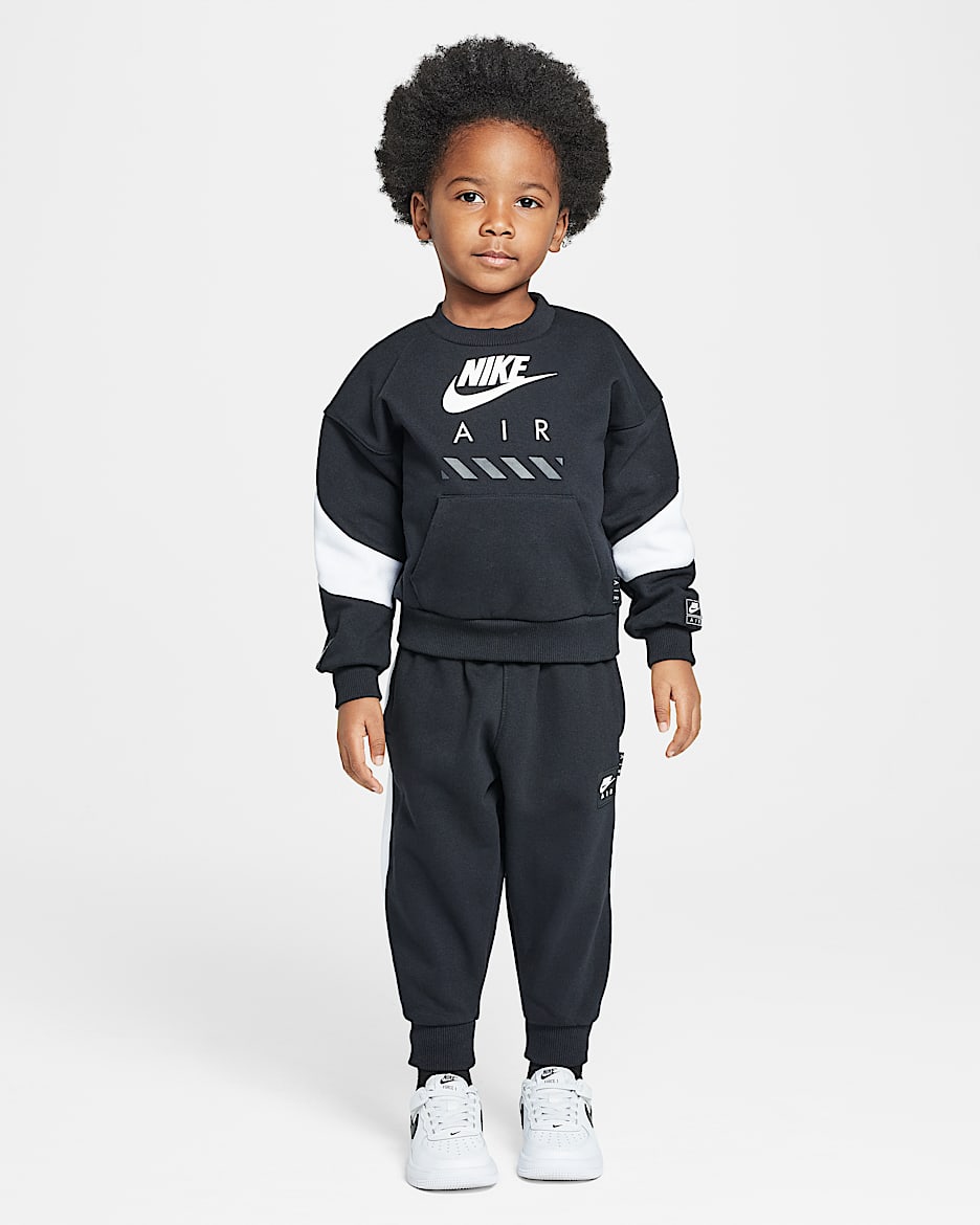 Conjunto de 2 piezas de sudadera de cuello redondo de tejido Fleece Air infantil Nike Sportswear - Negro