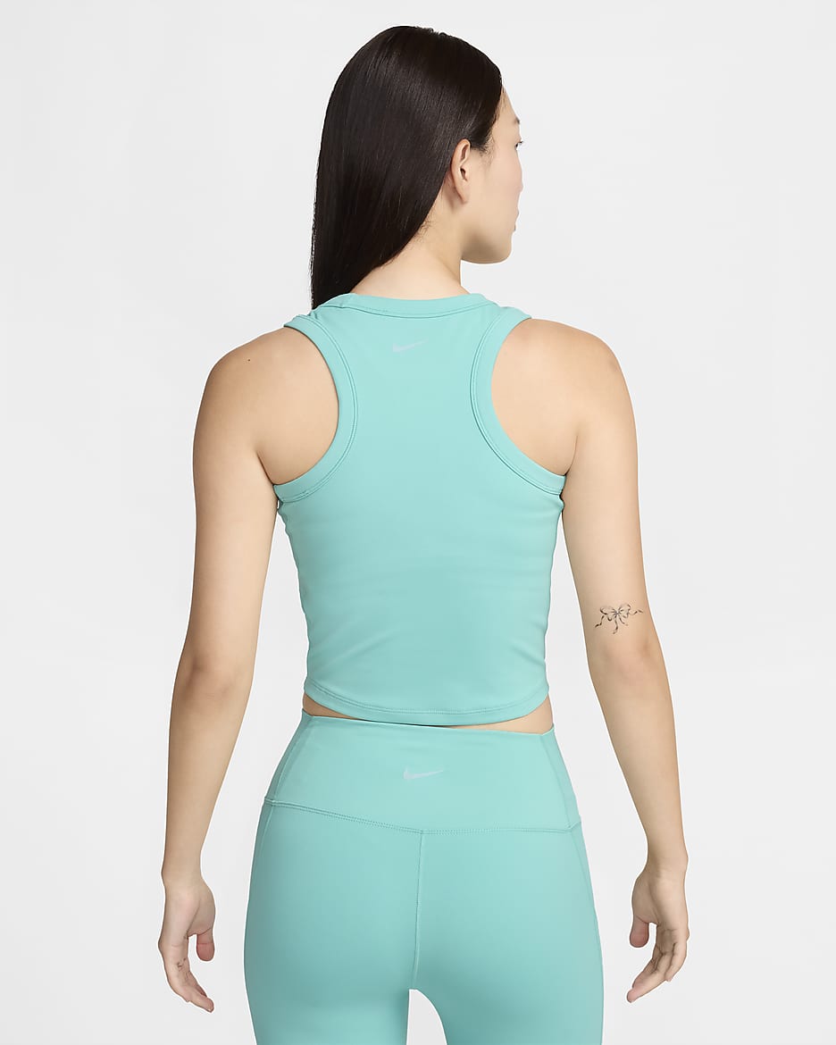 Nike One Fitted Women's Dri-FIT Cropped Tank Top - Green Frost/Black