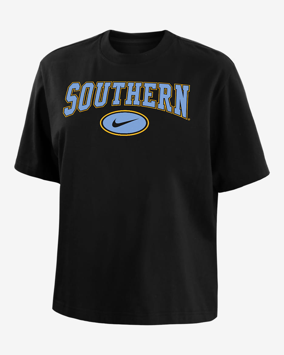 Playera de corte cuadrado universitaria Nike para mujer Southern - Negro