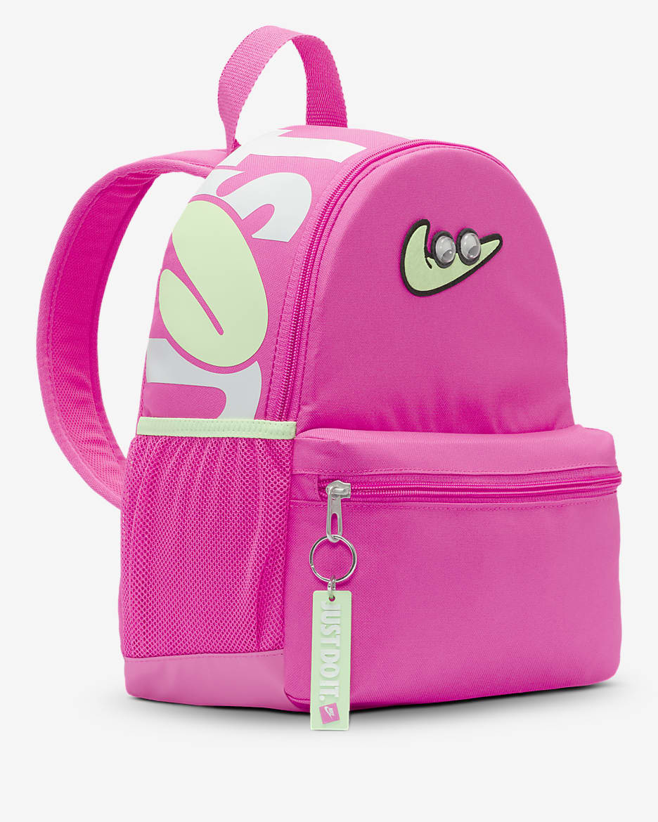 Minimochila para niños (11 L) Nike Brasilia JDI - Fucsia láser/Fucsia láser/Verde vapor