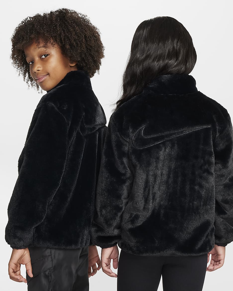 Nike Little Kids' Faux Fur Jacket - Black