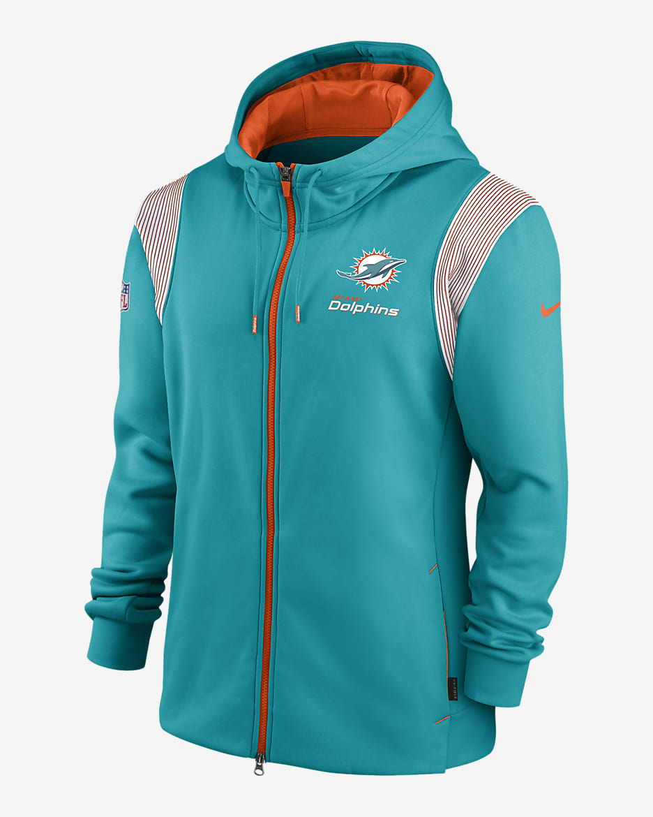 Nike Therma Lockup (NFL Miami Dolphins) Men's Full-Zip Hoodie - Green/Orange