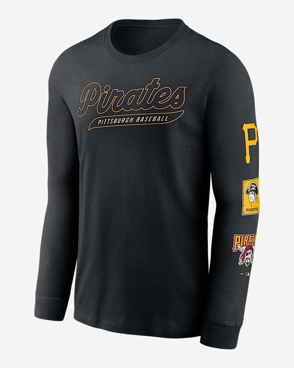 Playera de manga larga Nike de la MLB para hombre Pittsburgh Pirates Cooperstown Knockout - Negro