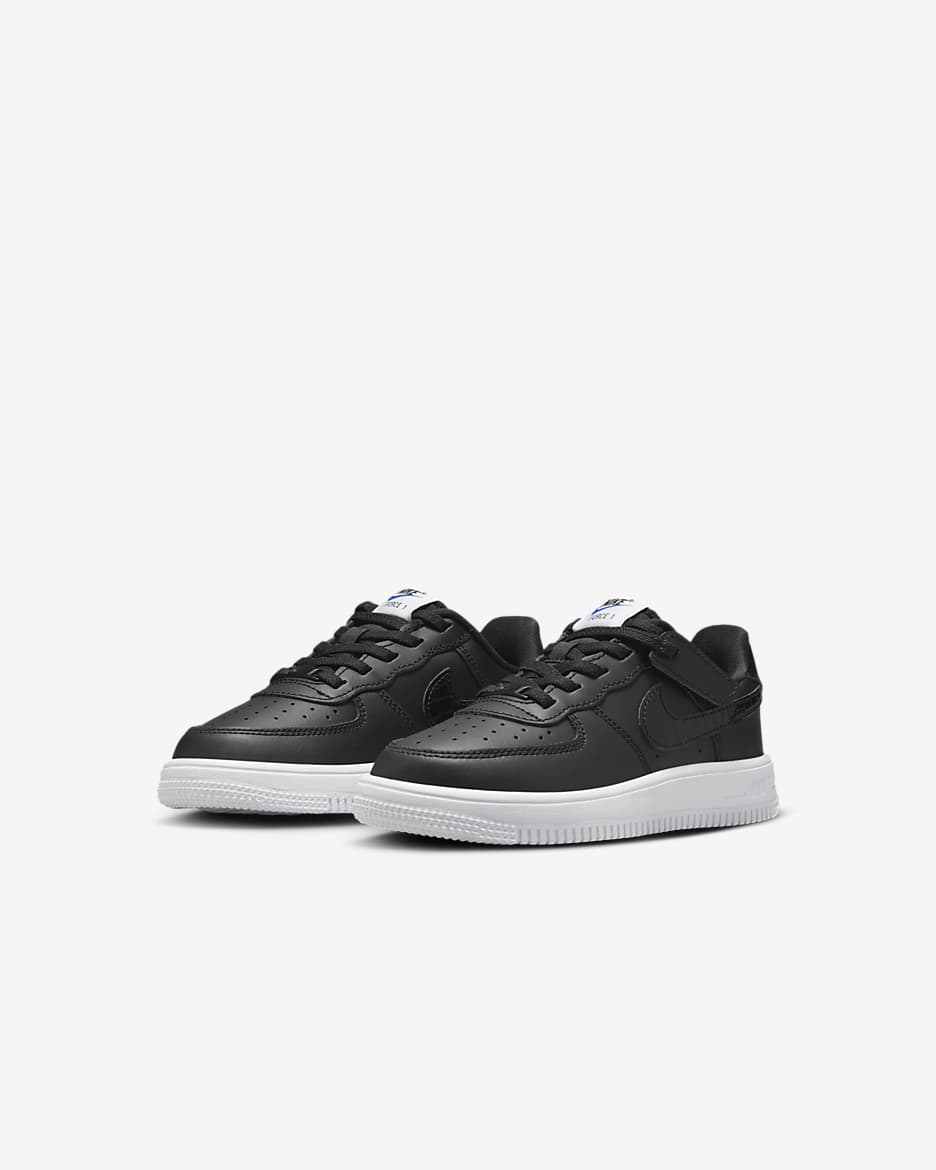 Nike Force 1 Low LV8 EasyOn Little Kids' Shoes - Black/White/Black