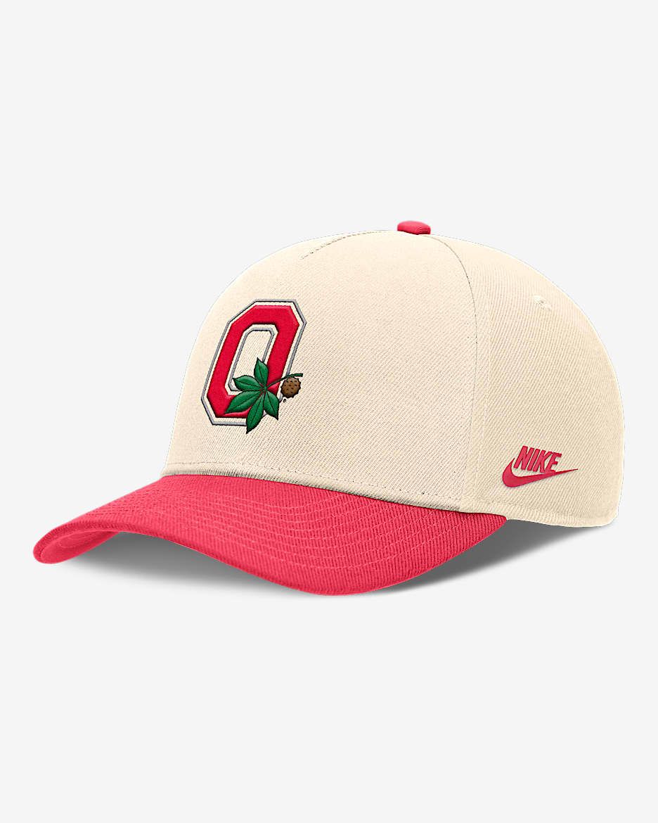 Ohio State Primetime Rise Academic Men's Nike Dri-FIT College Adjustable Hat - Natural