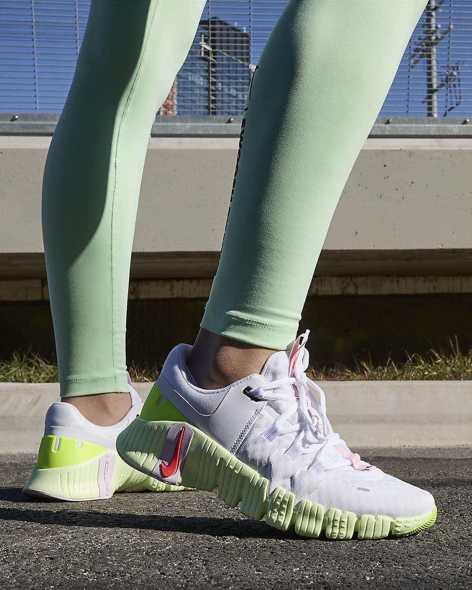 Nike Free Metcon 5 Women's Workout Shoes - White/Barely Volt/Pink Foam/Bright Crimson