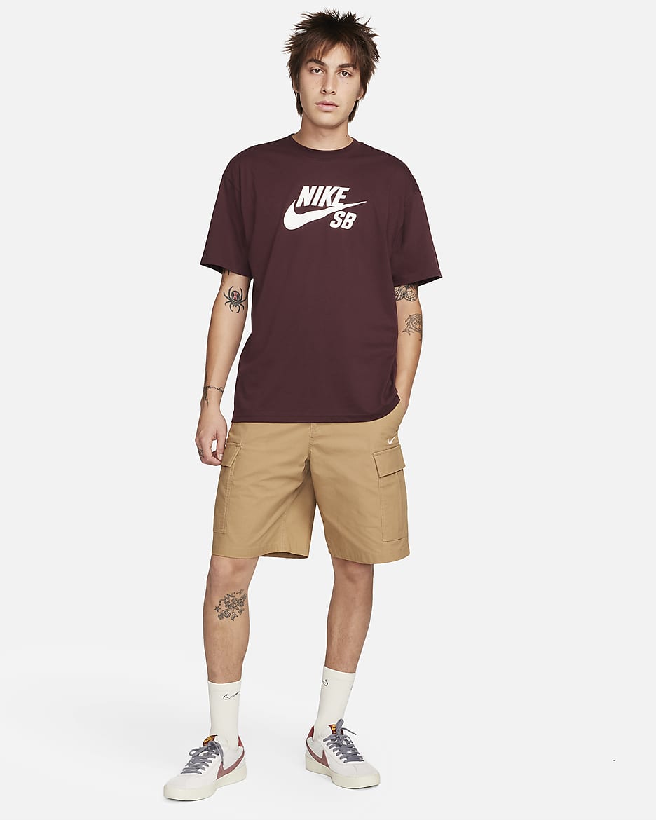 Nike SB Logo Skate T-Shirt - Burgundy Crush/White