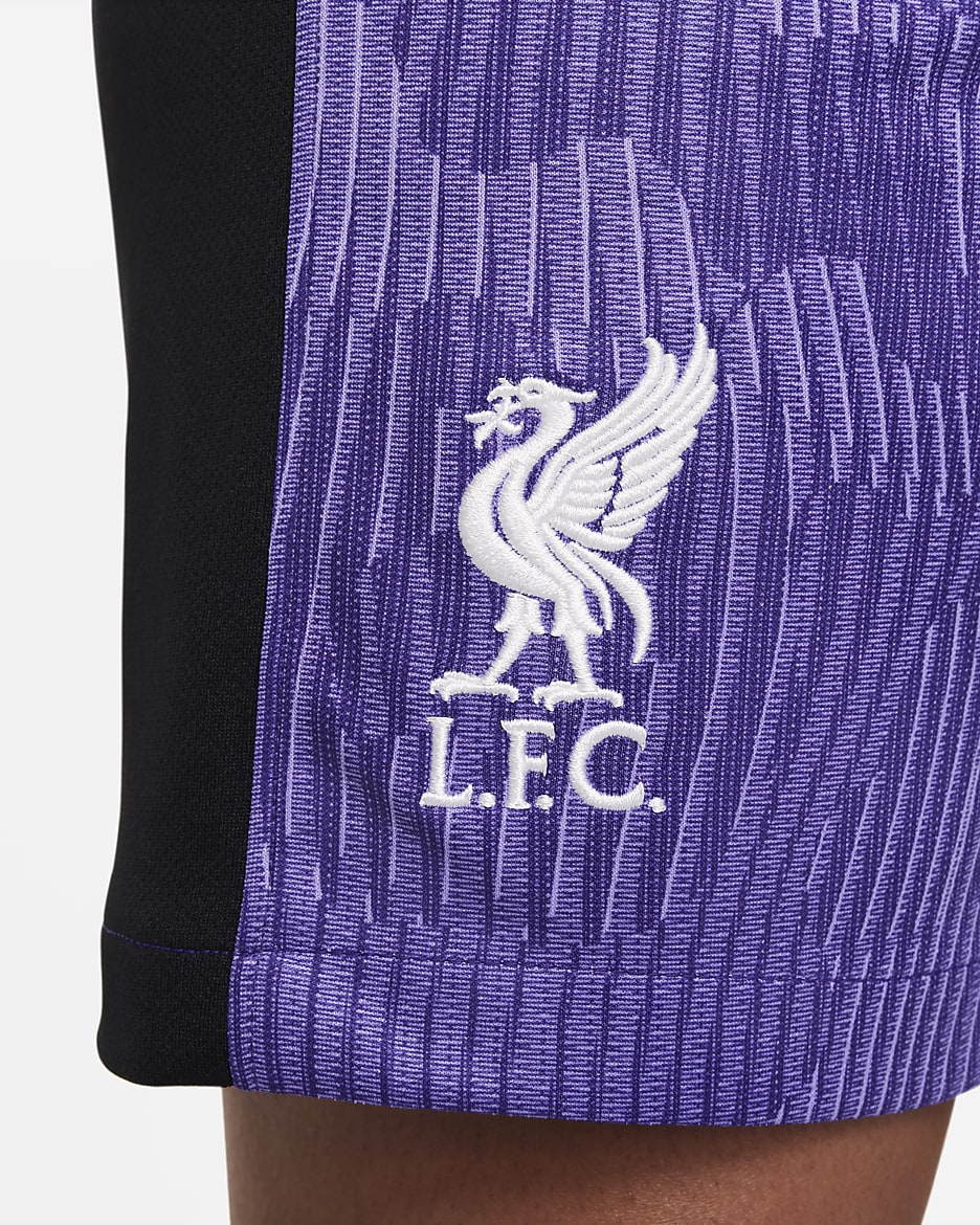 Liverpool FC 2023/24 Stadium Third Big Kids' Nike Dri-FIT Soccer Shorts - Space Purple/Court Purple/White