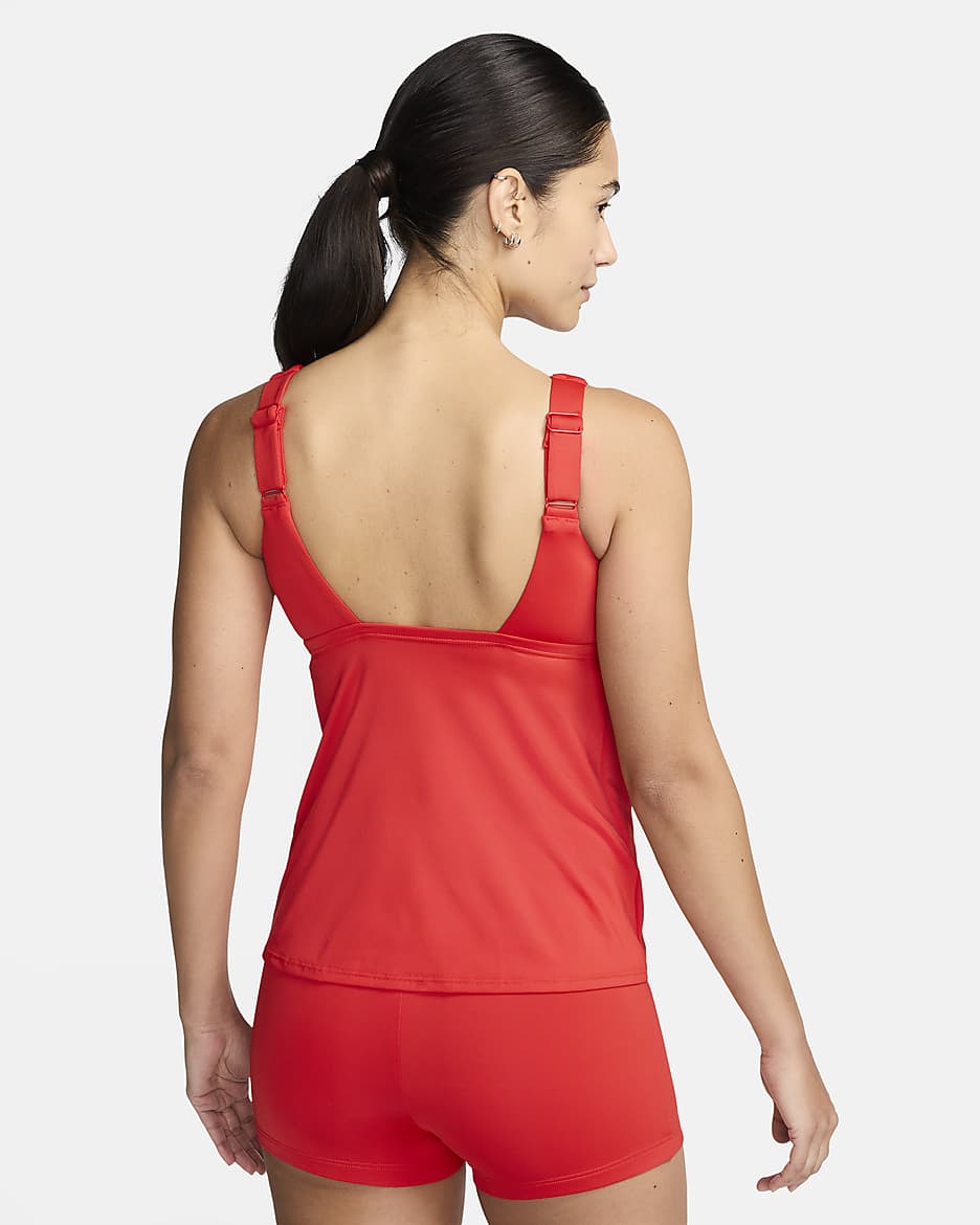 Top de traje de baño para mujer Nike Tankini - Carmesí claro