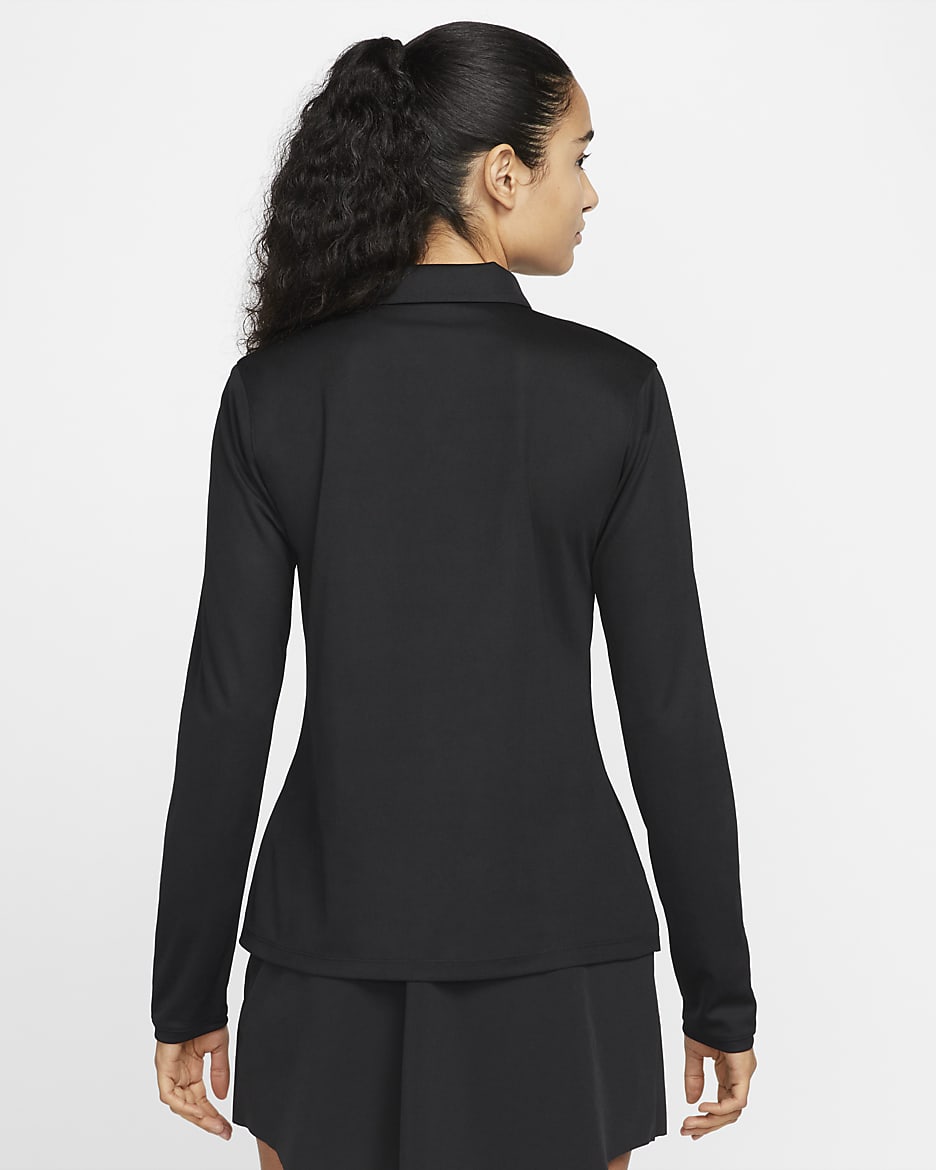 Nike Dri-FIT Victory Women's Long-Sleeve Golf Polo - Black/White