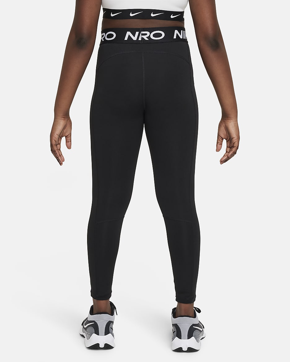 Leggings Dri-FIT para niña (talla amplia) Nike Pro Leak Protection: Period - Negro/Blanco