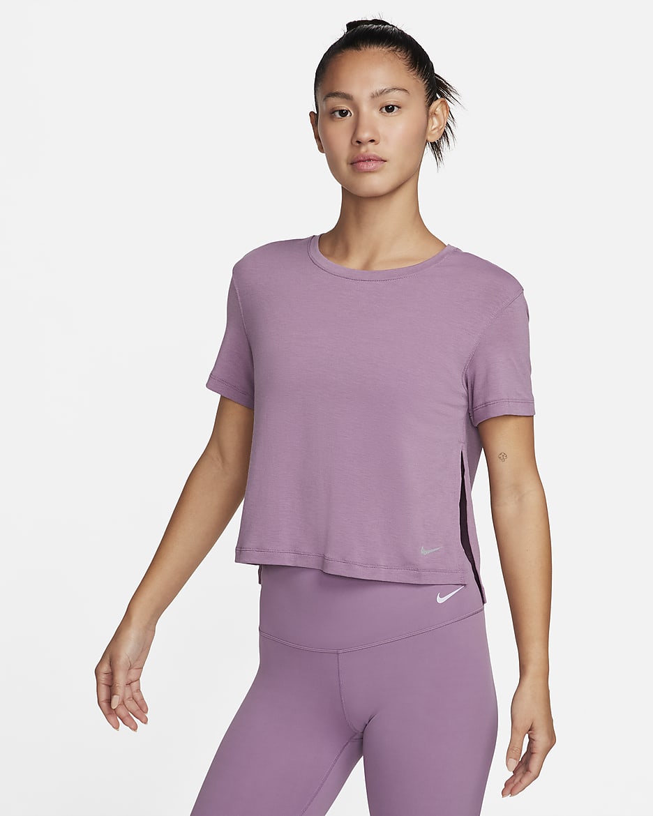 Nike Yoga Dri-FIT 女款上衣 - Violet Dust/Particle Grey