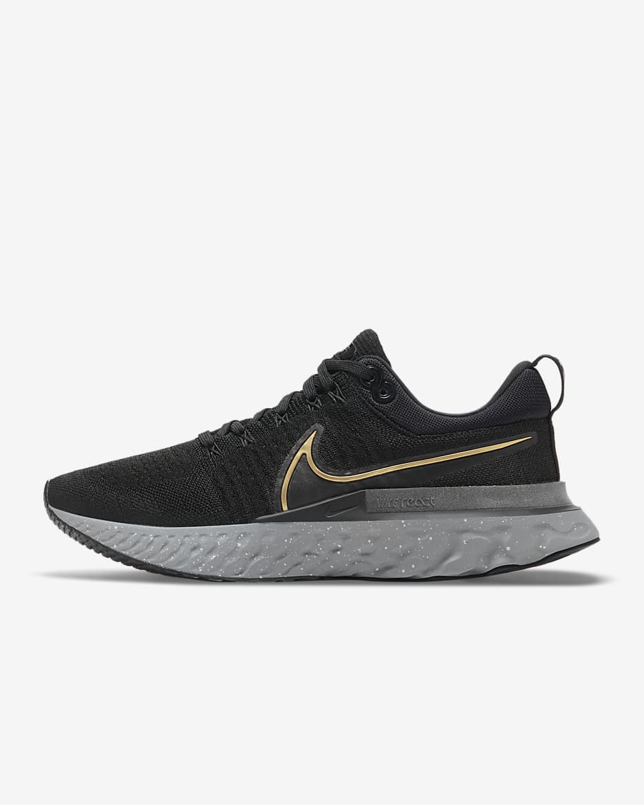 Nike React Infinity 2 Men's Road Running Shoes - Black/Smoke Grey/Grey Fog/Metallic Gold