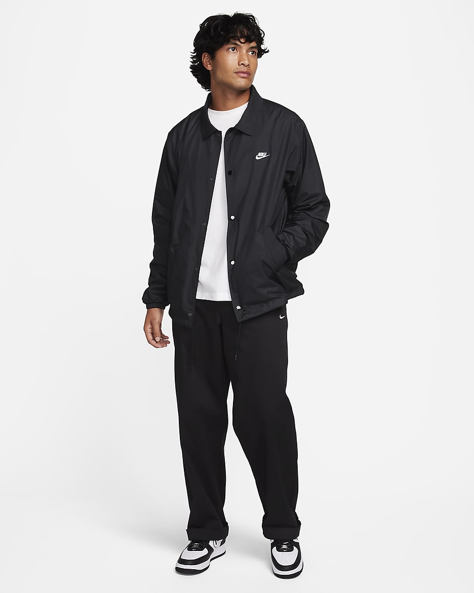 Chamarra de coach para hombre Nike Club - Negro/Blanco