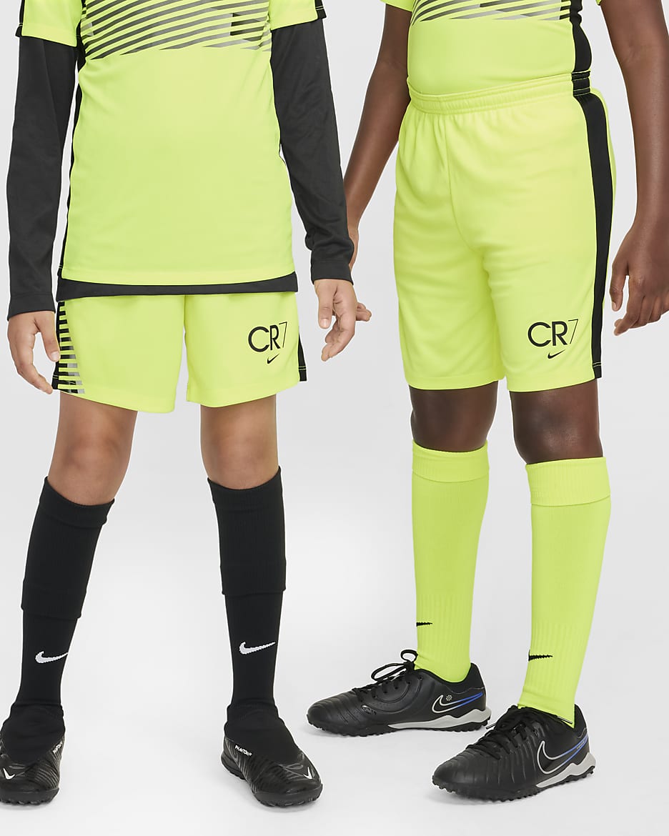 CR7 Academy23 Dri-FIT Fußballshorts (ältere Kinder) - Volt/Schwarz/Schwarz