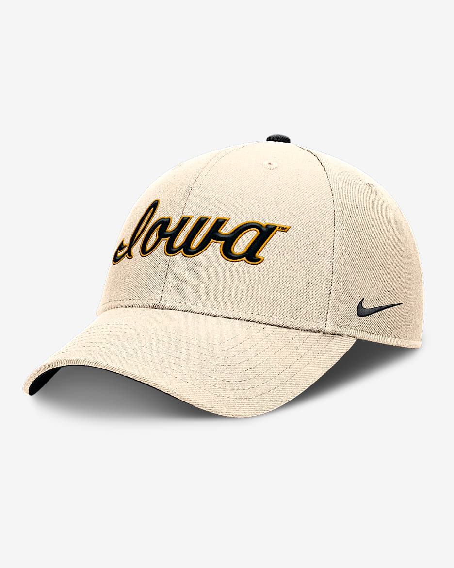 Gorra universitaria Nike ajustable para hombre Iowa Hawkeyes Primetime Rise - Natural