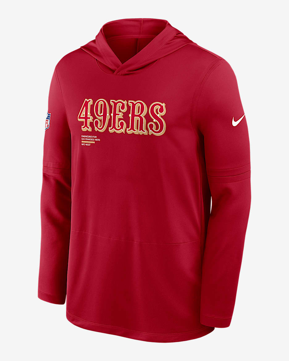 San Francisco 49ers Pure Fury Sideline Men's Nike Dri-FIT NFL Long-Sleeve Hooded Top - Red