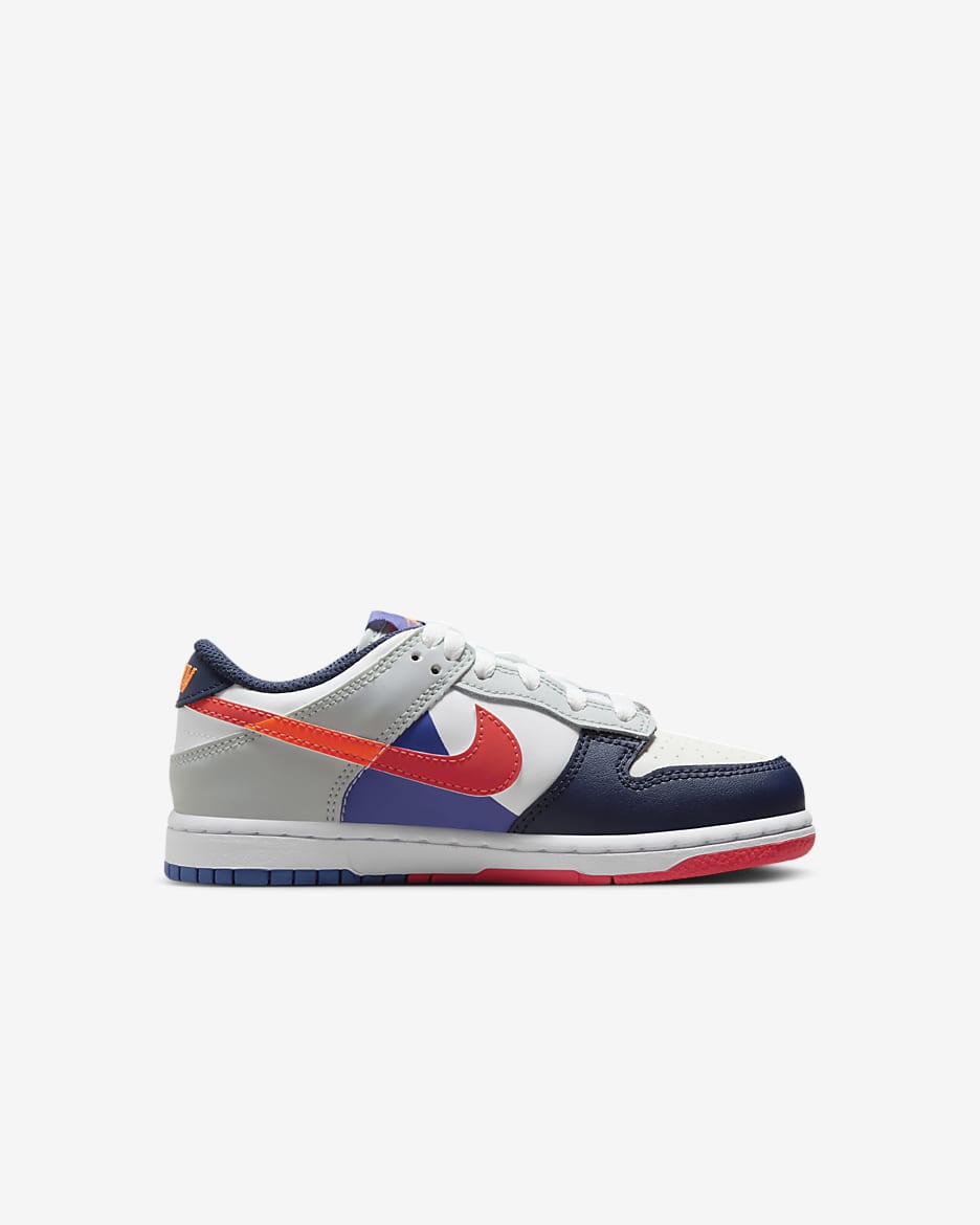 Nike Dunk Low SE Little Kids' Shoes - White/Light Silver/Midnight Navy/White