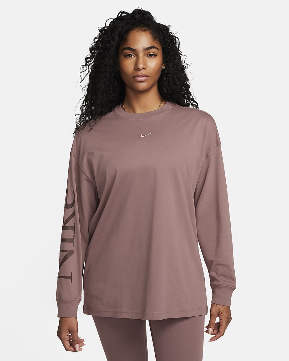 Nike Sportswear Women's Oversized Long-Sleeve Top - Smokey Mauve