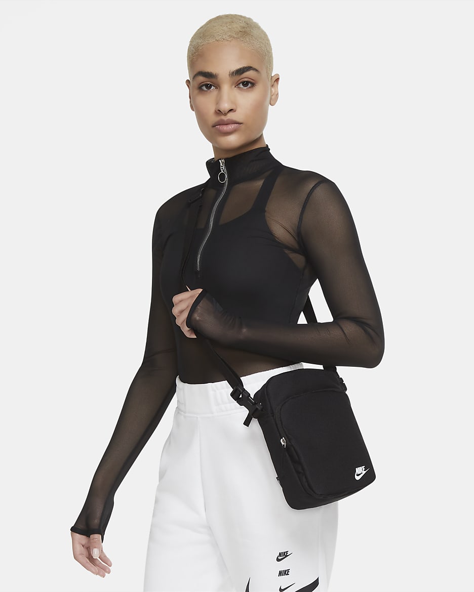 Nike Heritage Cross-Body Bag (4L) - Black/Black/White