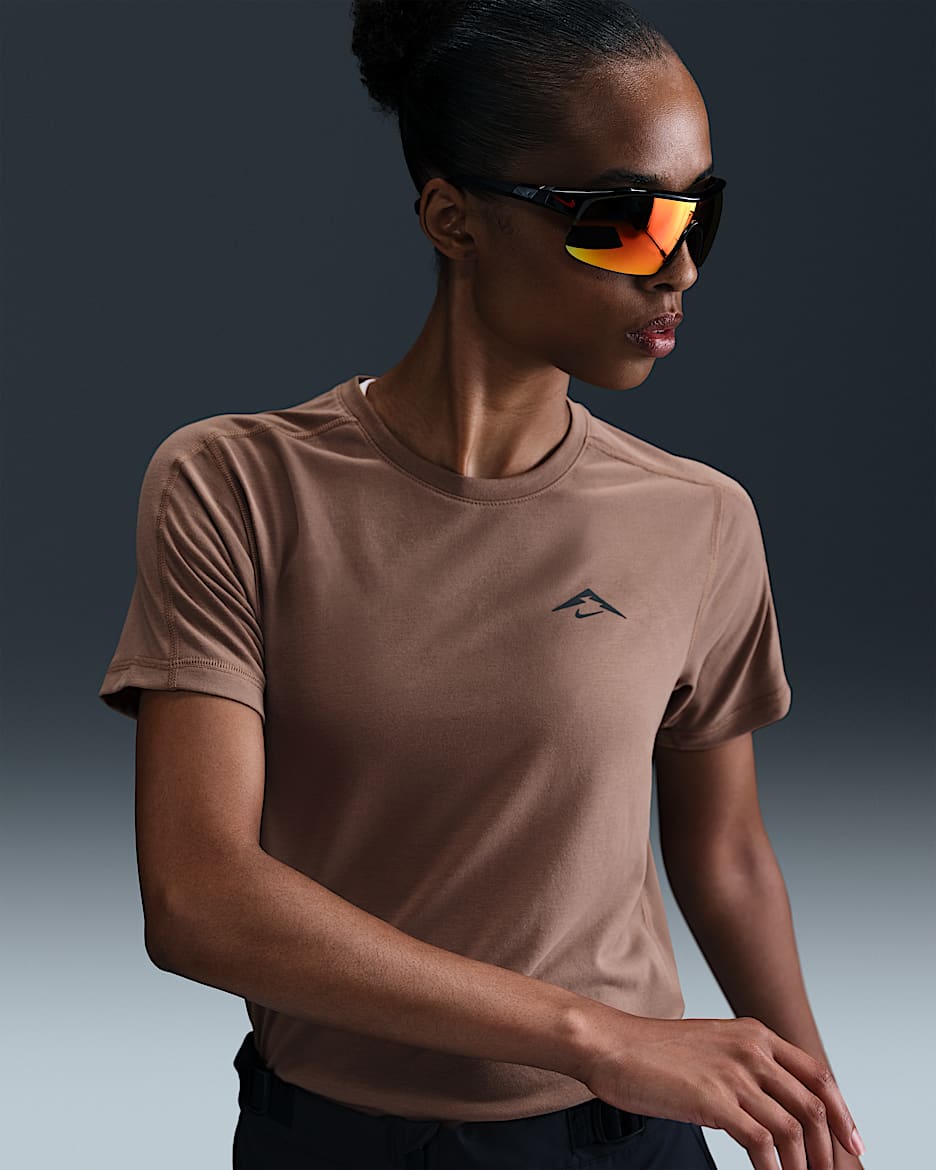 Nike Trail Women's Dri-FIT Short-Sleeve Running Top - Mink Brown/Black/White/Black