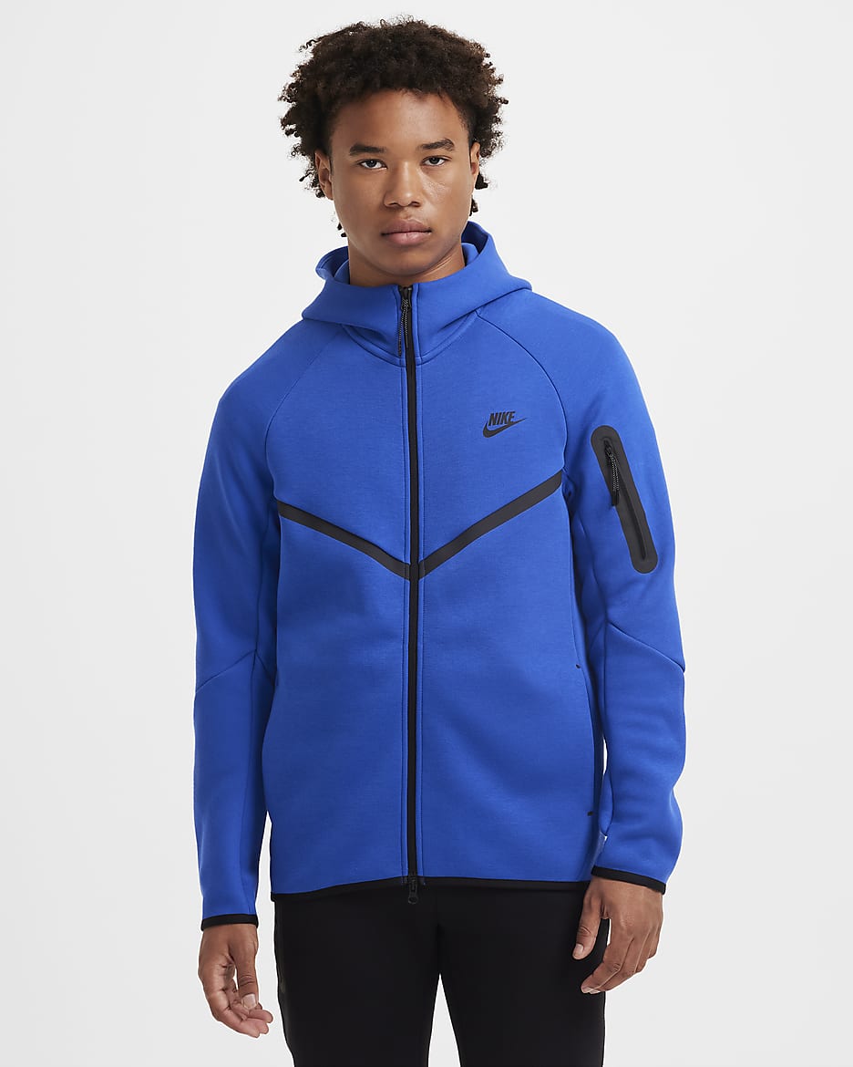 Sweat à capuche et zip Windrunner Nike Tech pour homme - Game Royal/Noir