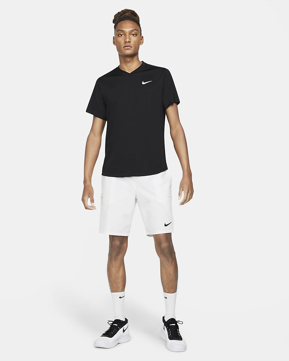 NikeCourt Dri-FIT Victory Men's Tennis Top - Black/Black/White